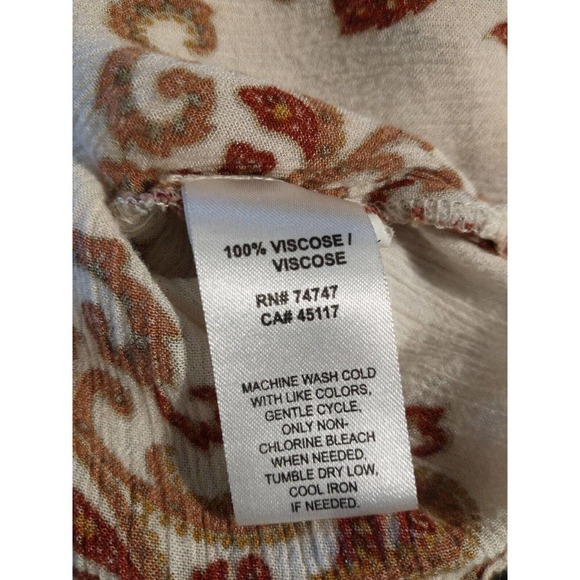 Natural Reflections Size Medium Paisley Gauze Tunic Viscose Boho Balloon sleeve - Picture 6 of 6